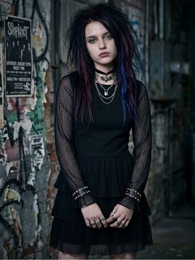 🖤 Ultimate Grunge Goth Tiered Mini Dress (S)🖤